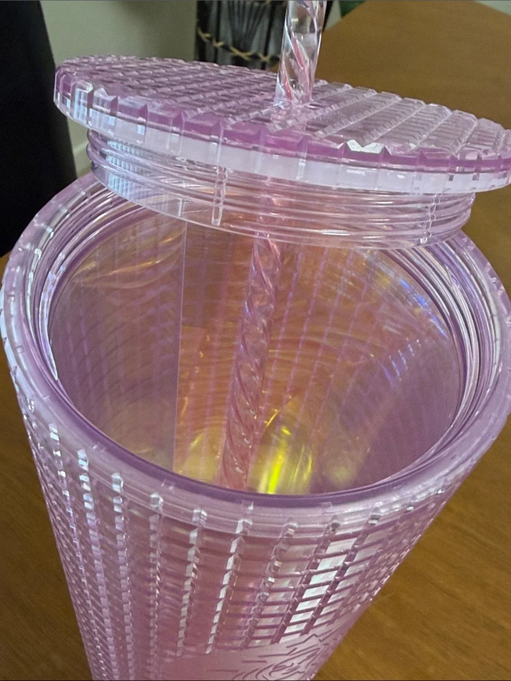 Starbucks Iridescent Lavender Pink Studded Tumbler with Twisted Straw